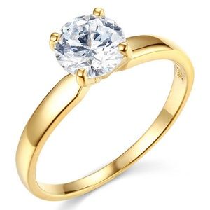 1ct 14k yellow gold  Cubic Zirconia Solitaire Ring